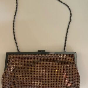 Glamorous Tan Mesh Clutch with Chain Strap